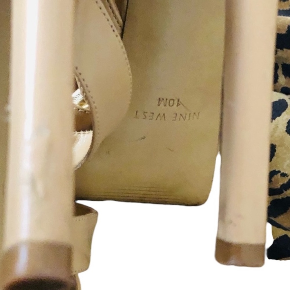 Nine West size 10 ivory / nude strappy heels with gold detail - Picture 12 of 12